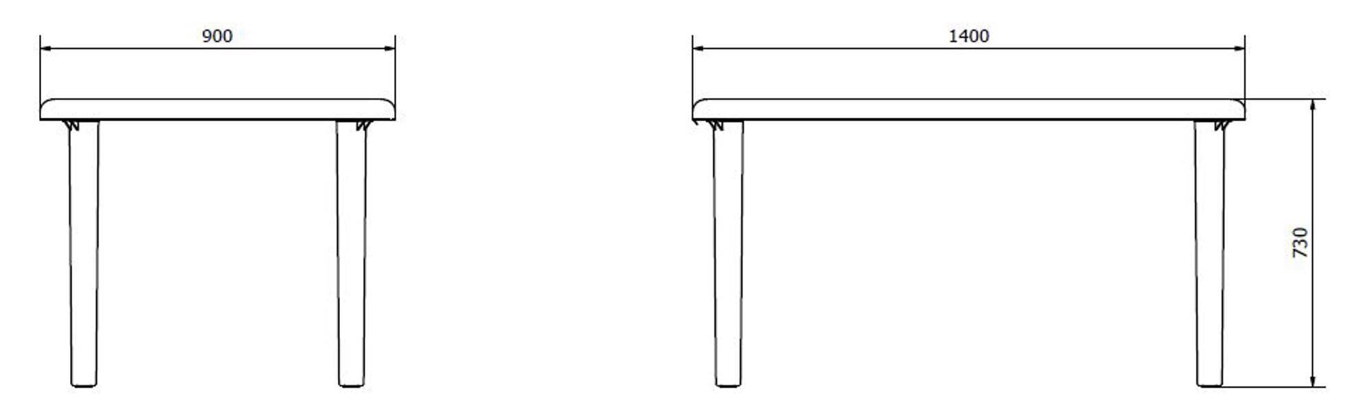 Table rectangulaire recyclée extérieur 140x90 gris volcanique OLOT garbar - Image 2