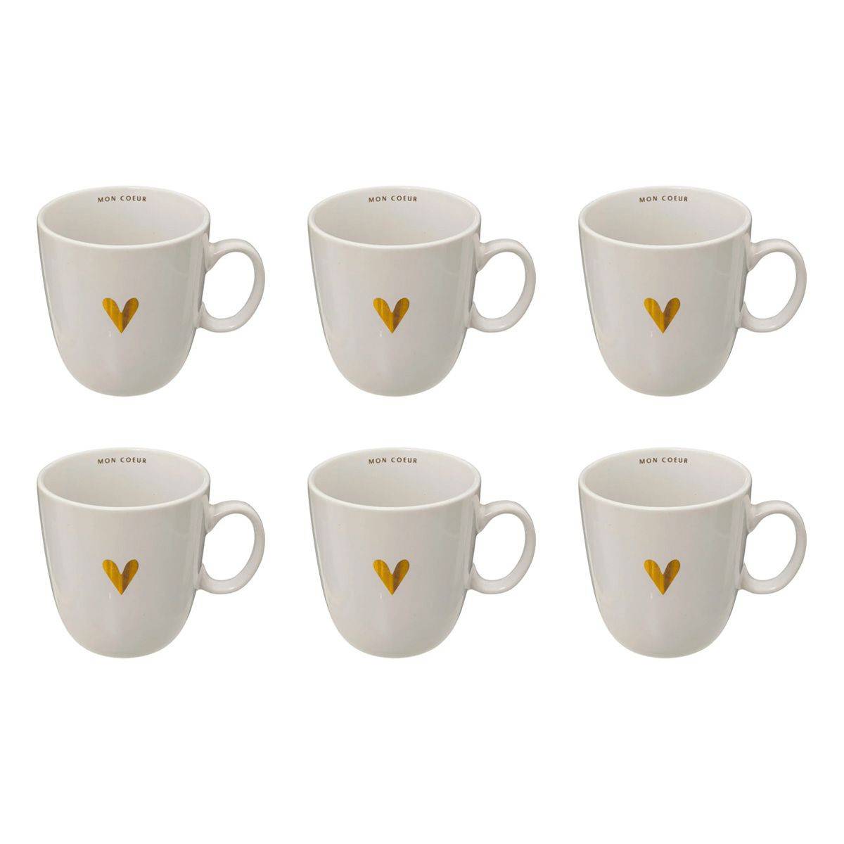 Lot de 6 Mugs en Céramique "The Floral" 30cl Blanc - Image 1
