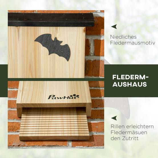 Nichoir à chauves-souris lot de 3 bois de sapin naturel et noir 25 x 6 x 37.5 cm - PANGIVO - Image 9