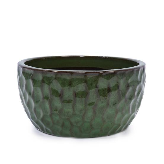 Ensemble de 3 pots de fleurs en céramique émaillée, vert antique, Ø 38,1/30,5/25,4 cm - PANGIVO - Image 10