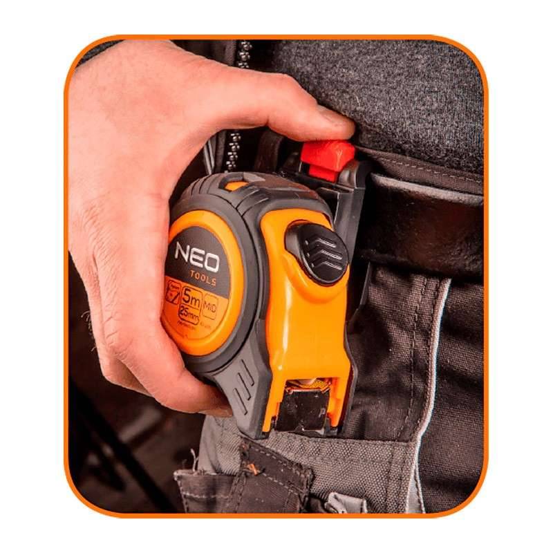 Neo Tools - Mètre à ruban 5 m avec clips ceinture  NEO TOOLS 67-205 Neo tools - Imagen 2