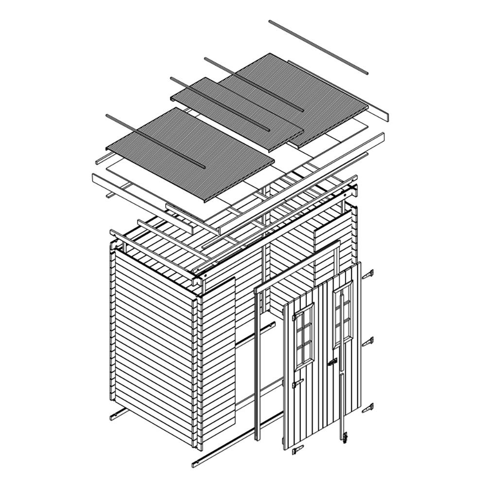 Timbela - Abri de jardin en bois l239xL142xH200 cm / 2.63 m² - Stockage extérieur - Petit abri à outils, Local à vélos - 19 mm d’épaisseur - Timbela M310C - Image 8