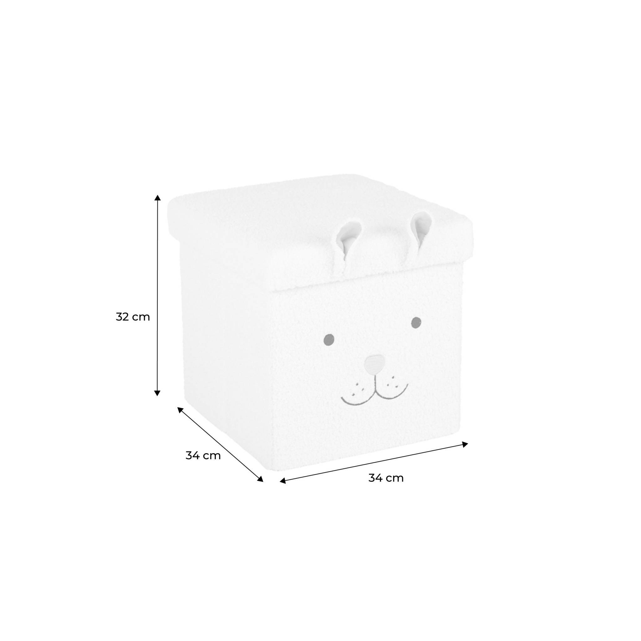 Lot de 2 tabourets-coffre pliables en bouclette forme de lapin pour enfant - Image 6