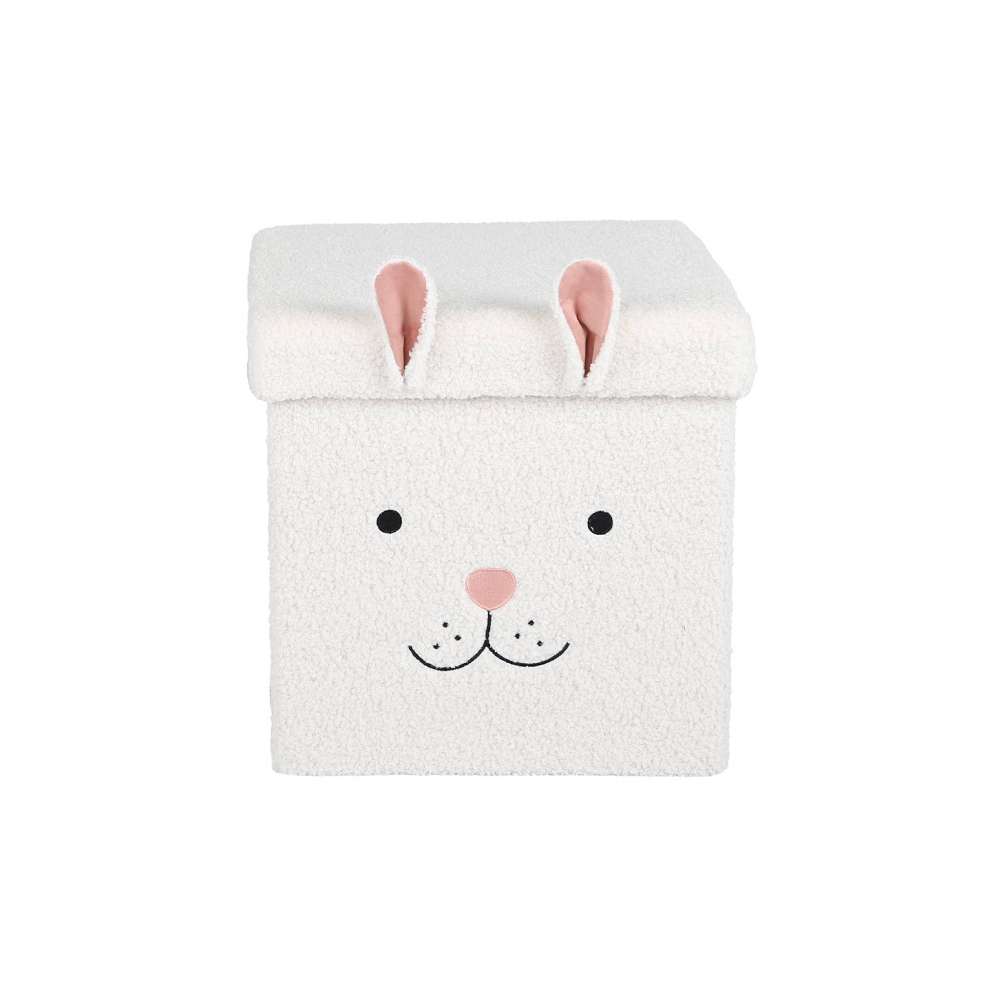 Lot de 2 tabourets-coffre pliables en bouclette forme de lapin pour enfant - Image 5