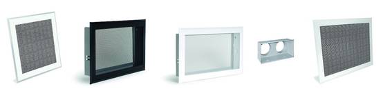 Grille de hotte blanche avec boîtier double Ø125 mm – 345 x 195 mm