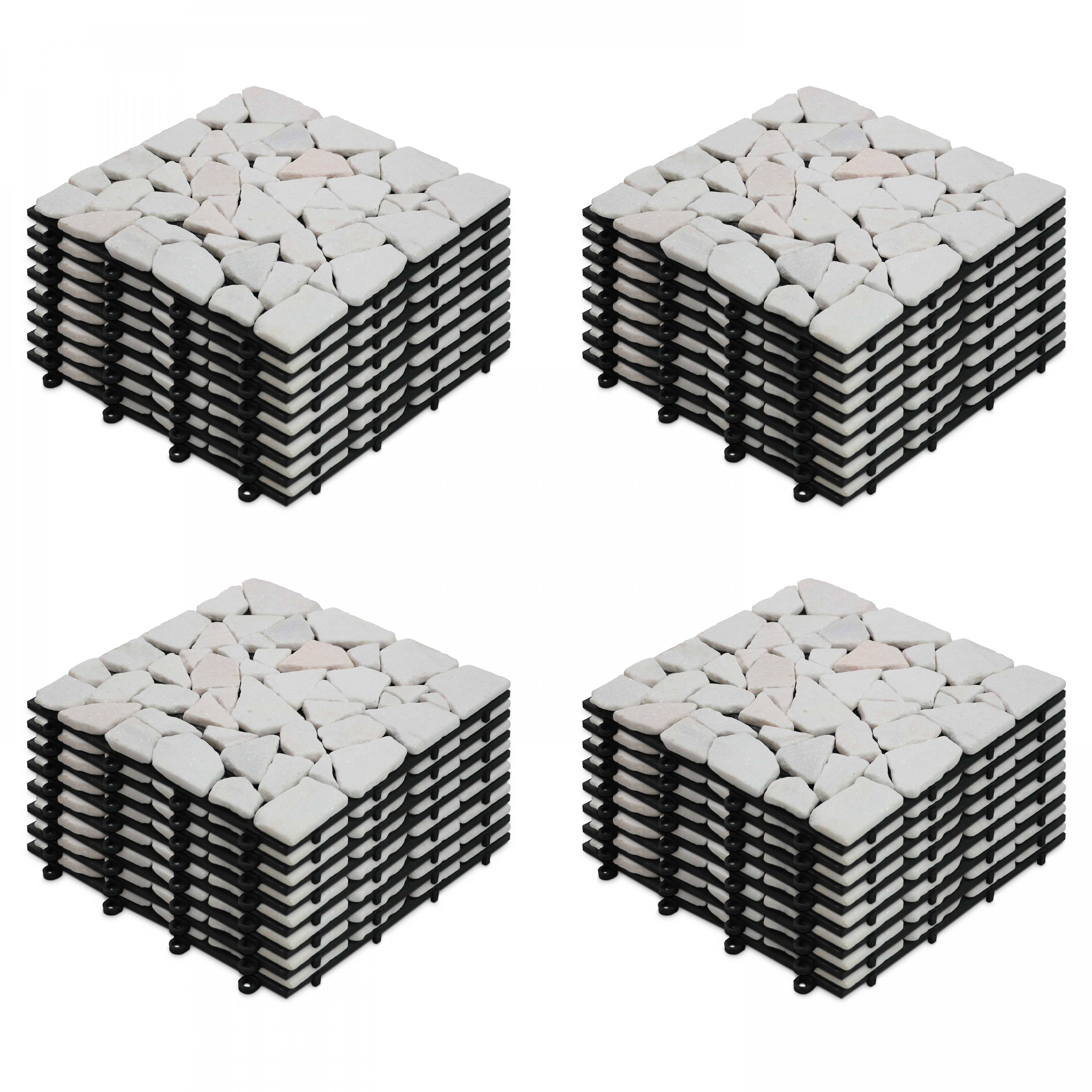 Oviala - Lot de 32 dalles clipsables en galet de marbre blanc - Oviala - Imagen 1