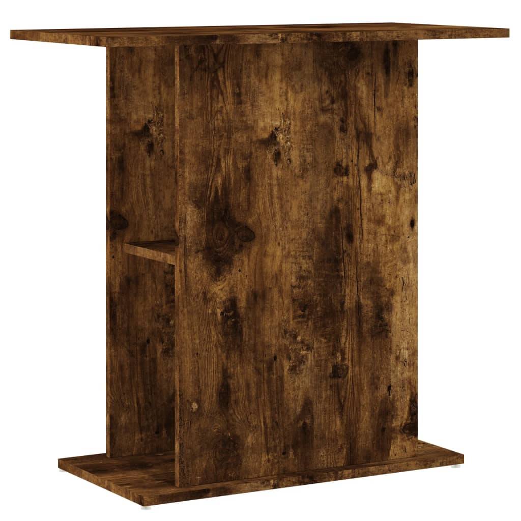 Support Aquarium Bois Ingénierie avec Étagères de Rangement Chêne Fumé - ComfortXL Outdoor Living - Image 2