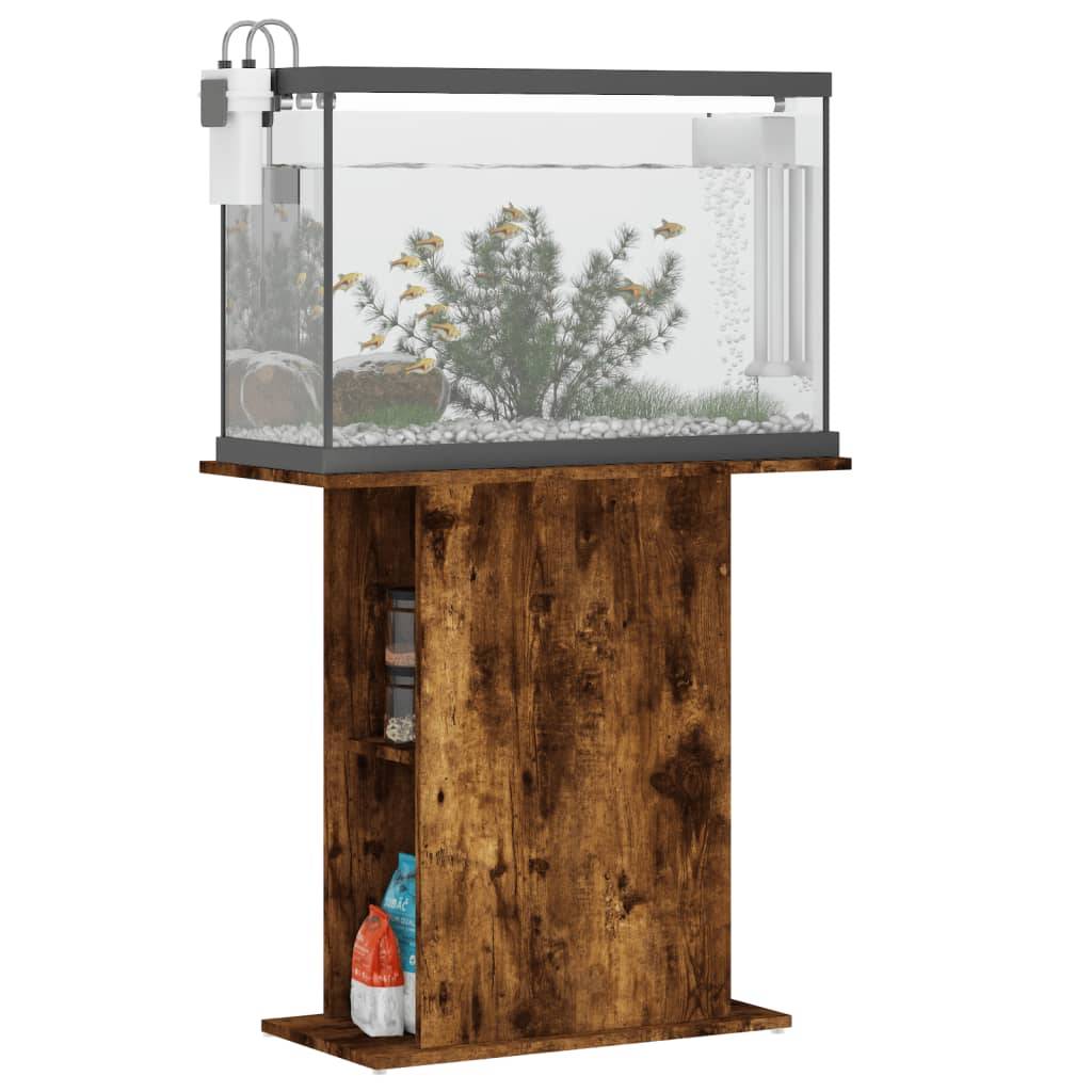Support Aquarium Bois Ingénierie avec Étagères de Rangement Chêne Fumé - ComfortXL Outdoor Living - Image 3