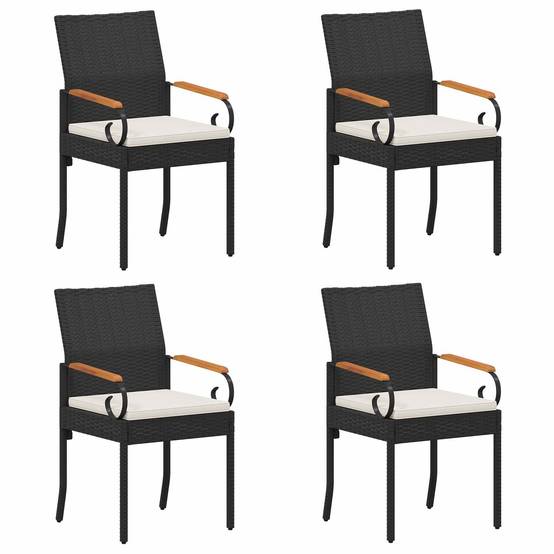 Chaises de jardin résine tressée et acier noir et blanc crème 59.5 x 50 x 88 cm - PANGIVO - Image 2