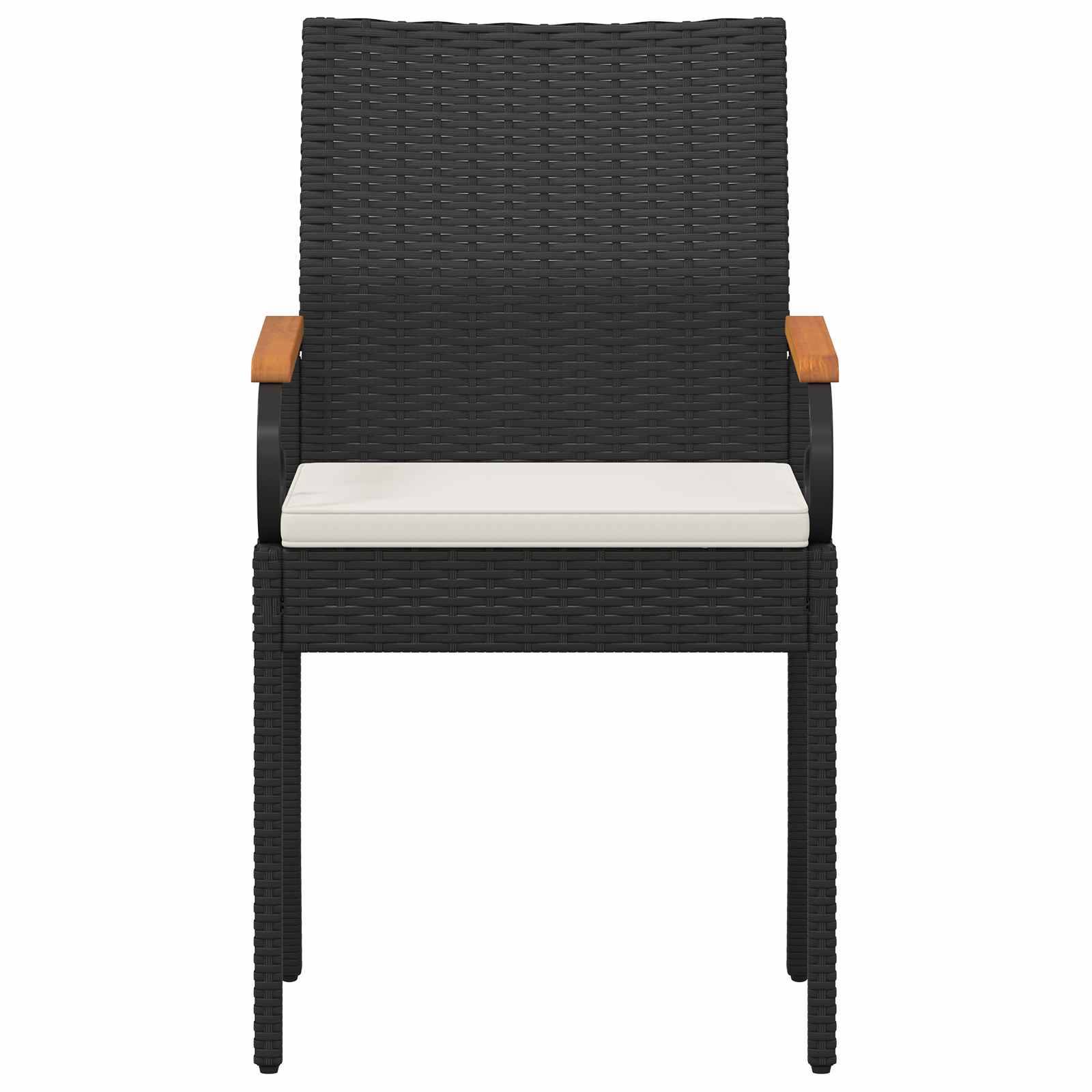 Chaises de jardin résine tressée et acier noir et blanc crème 59.5 x 50 x 88 cm - PANGIVO - Image 6