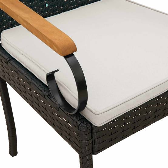 Chaises de jardin résine tressée et acier noir et blanc crème 59.5 x 50 x 88 cm - PANGIVO - Image 9