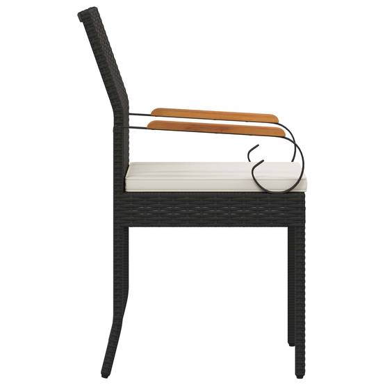 Chaises de jardin résine tressée et acier noir et blanc crème 59.5 x 50 x 88 cm - PANGIVO - Image 7