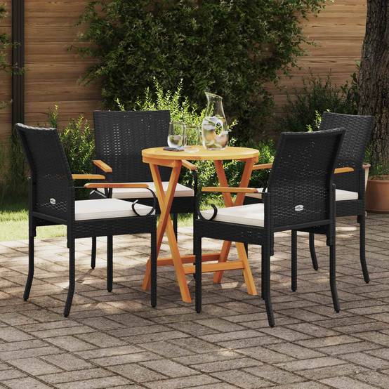 Chaises de jardin résine tressée et acier noir et blanc crème 59.5 x 50 x 88 cm - PANGIVO - Image 3