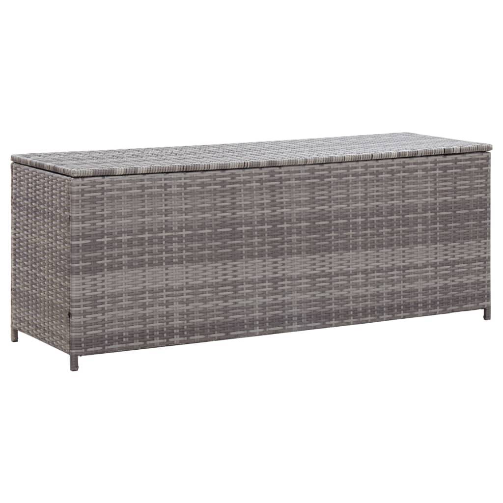 Helloshop26 - Coffre boîte meuble de jardin rangement gris 150 x 50 x 60 cm résine tressée - Imagen 1