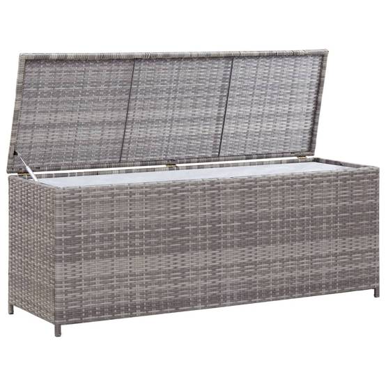 Helloshop26 - Coffre boîte meuble de jardin rangement gris 150 x 50 x 60 cm résine tressée - Imagen 2