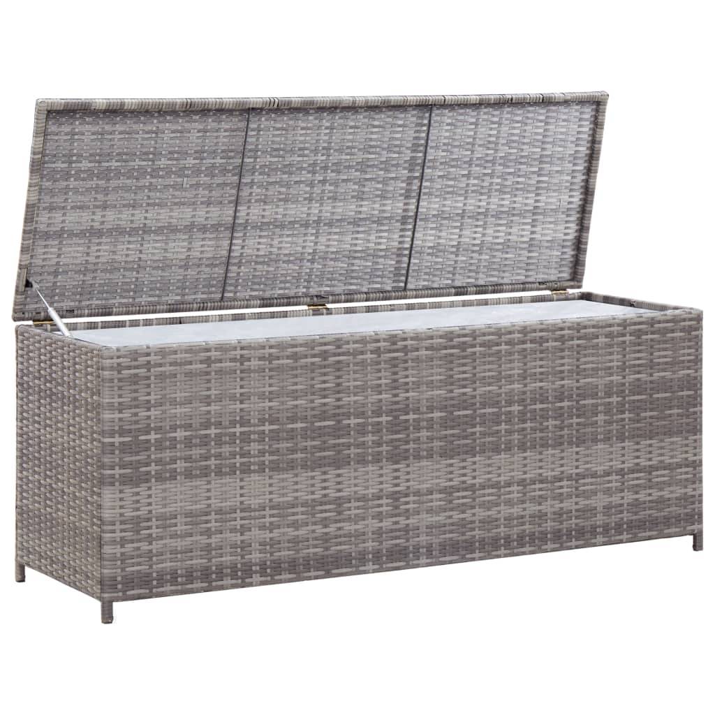 Helloshop26 - Coffre boîte meuble de jardin rangement gris 150 x 50 x 60 cm résine tressée - Imagen 2