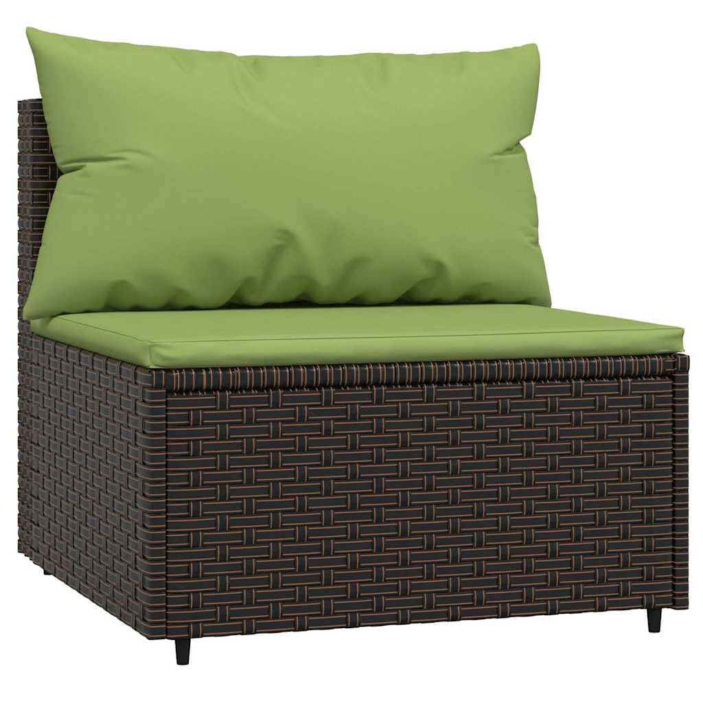 ComfortXL - Petit Salon de Jardin 3 Pièces Résine Tressée Modulable Coussins Verts Inclus pour Balcon Marron – ComfortXL Outdoor Living - Image 4