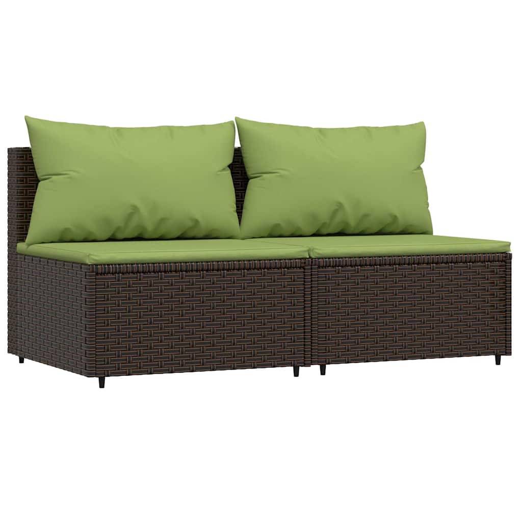 ComfortXL - Petit Salon de Jardin 3 Pièces Résine Tressée Modulable Coussins Verts Inclus pour Balcon Marron – ComfortXL Outdoor Living - Image 3