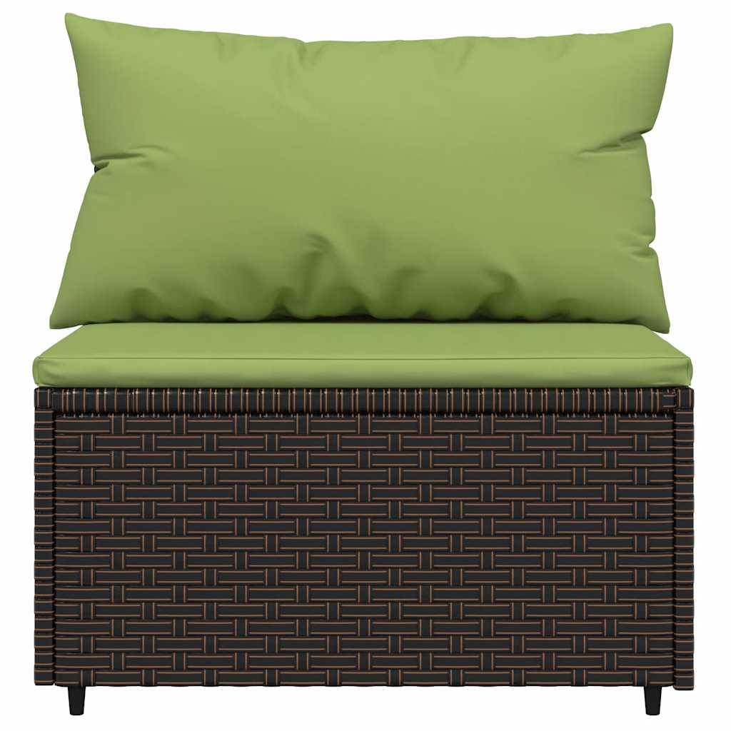 ComfortXL - Petit Salon de Jardin 3 Pièces Résine Tressée Modulable Coussins Verts Inclus pour Balcon Marron – ComfortXL Outdoor Living - Image 5