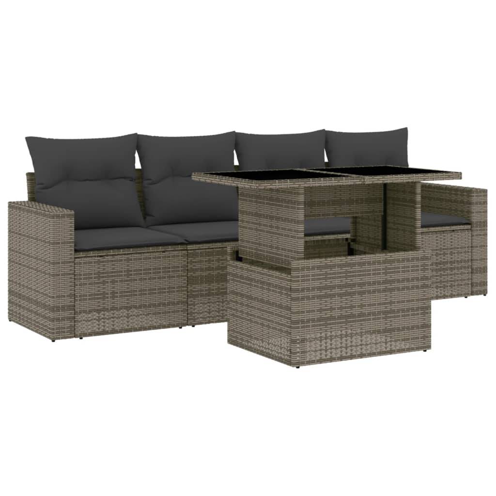 ComfortXL - Salon de Jardin 5 Places Résine Tressée avec Table Relevable Hauteur Ajustable Gris – ComfortXL Outdoor Living - Image 2