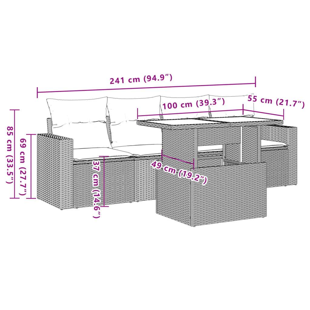 ComfortXL - Salon de Jardin 5 Places Résine Tressée avec Table Relevable Hauteur Ajustable Gris – ComfortXL Outdoor Living - Image 9