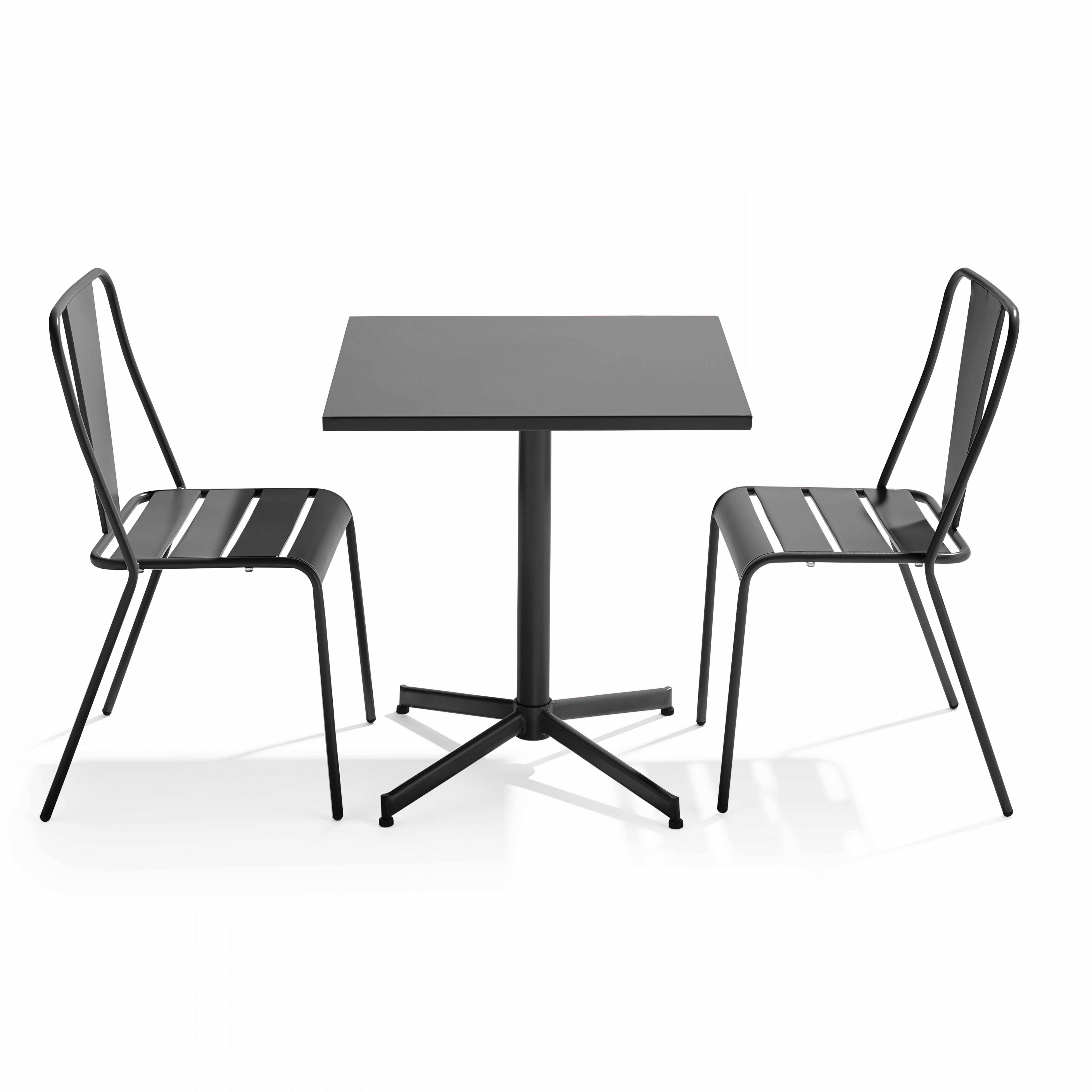 Oviala - Ensemble table inclinable de jardin et 2 chaises gris Palavas - Oviala - Imagen 1