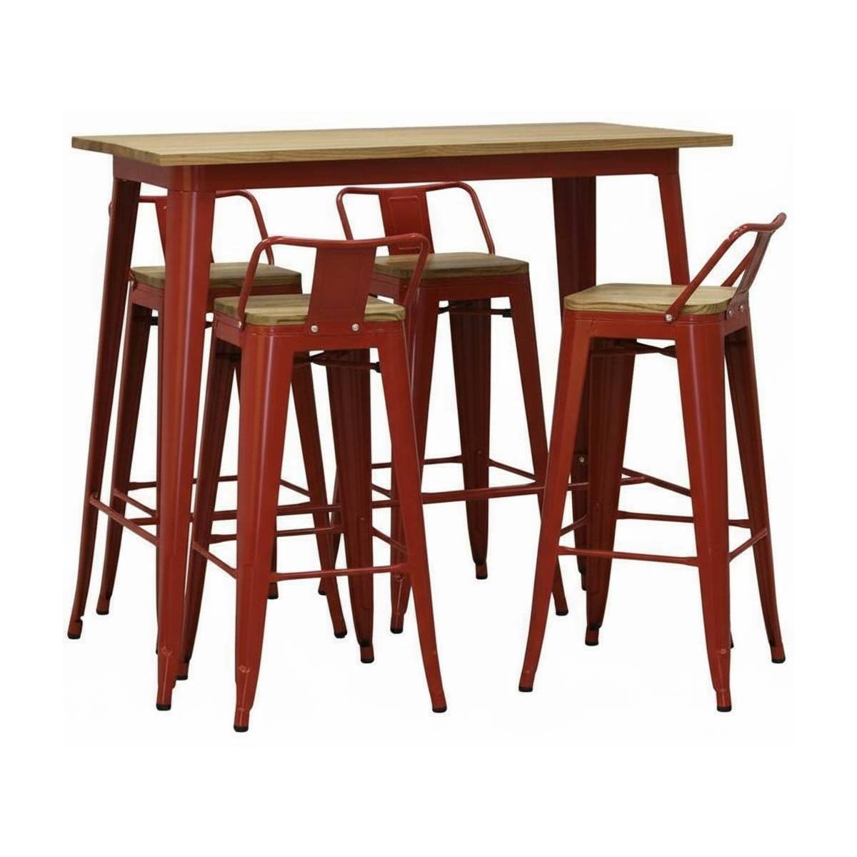 Aubry Gaspard - Ensemble table haute et tabourets métal industriel - Imagen 1