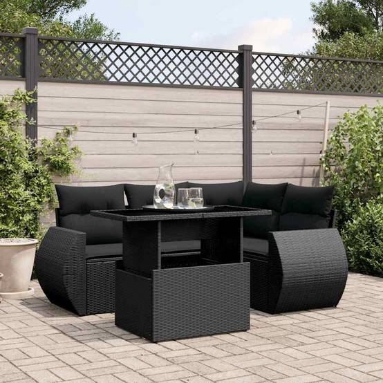 ComfortXL - Salon de jardin 5 pcs résine tressée modulable table hauteur ajustable noir – ComfortXL Outdoor Living - Image 1