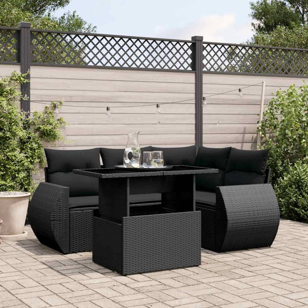 ComfortXL - Salon de jardin 5 pcs résine tressée modulable table hauteur ajustable noir – ComfortXL Outdoor Living - Image 1