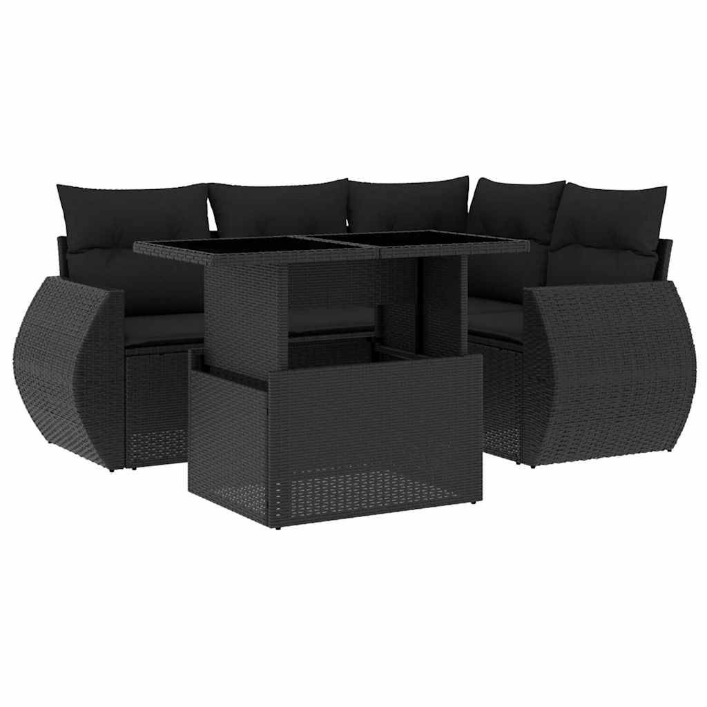 ComfortXL - Salon de jardin 5 pcs résine tressée modulable table hauteur ajustable noir – ComfortXL Outdoor Living - Image 2