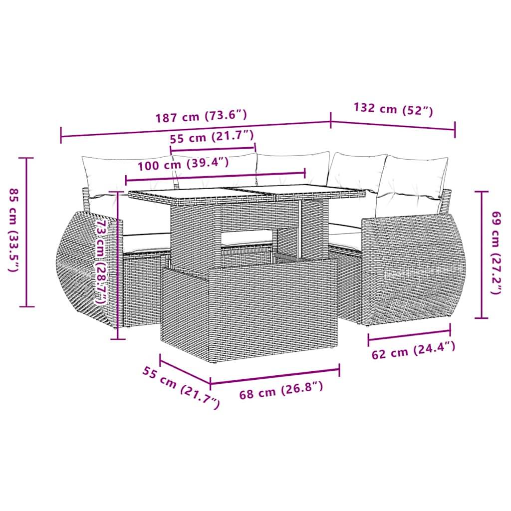 ComfortXL - Salon de jardin 5 pcs résine tressée modulable table hauteur ajustable noir – ComfortXL Outdoor Living - Image 10