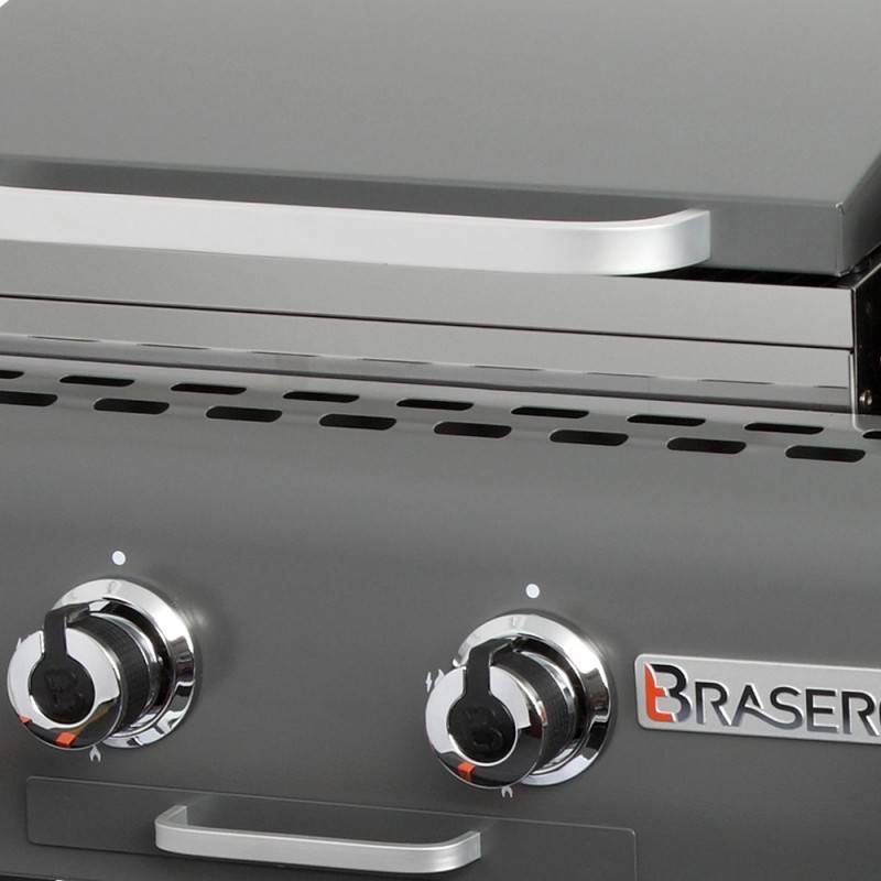 Brasero - Plancha à gaz Margaux Gun Metal sur chariot équipé - BRASERO - 4 Feux à gaz - Plancha et Grill - 15 kW - Imagen 8