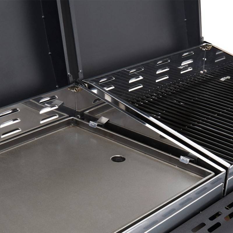 Brasero - Plancha à gaz Margaux Gun Metal sur chariot équipé - BRASERO - 4 Feux à gaz - Plancha et Grill - 15 kW - Imagen 3