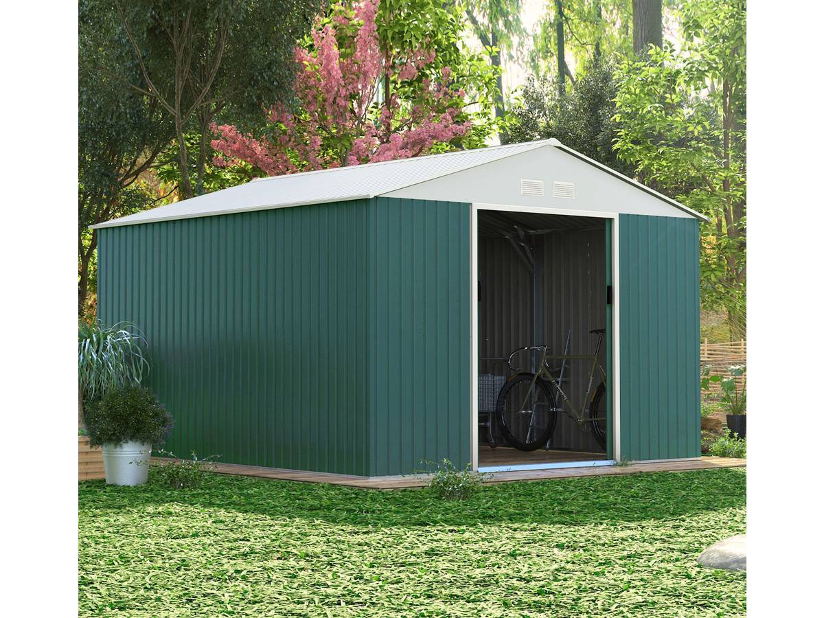 Habitat Et Jardin - Abri De Jardin Métal "rosas" 10.85 M² Avec Abri Bûche - Vert -habitat Et Jardin - Imagen 4