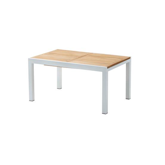 Table BALIteck 6/10 personnes structure aluminium blanche, plateau en lame de Teck - Image 1