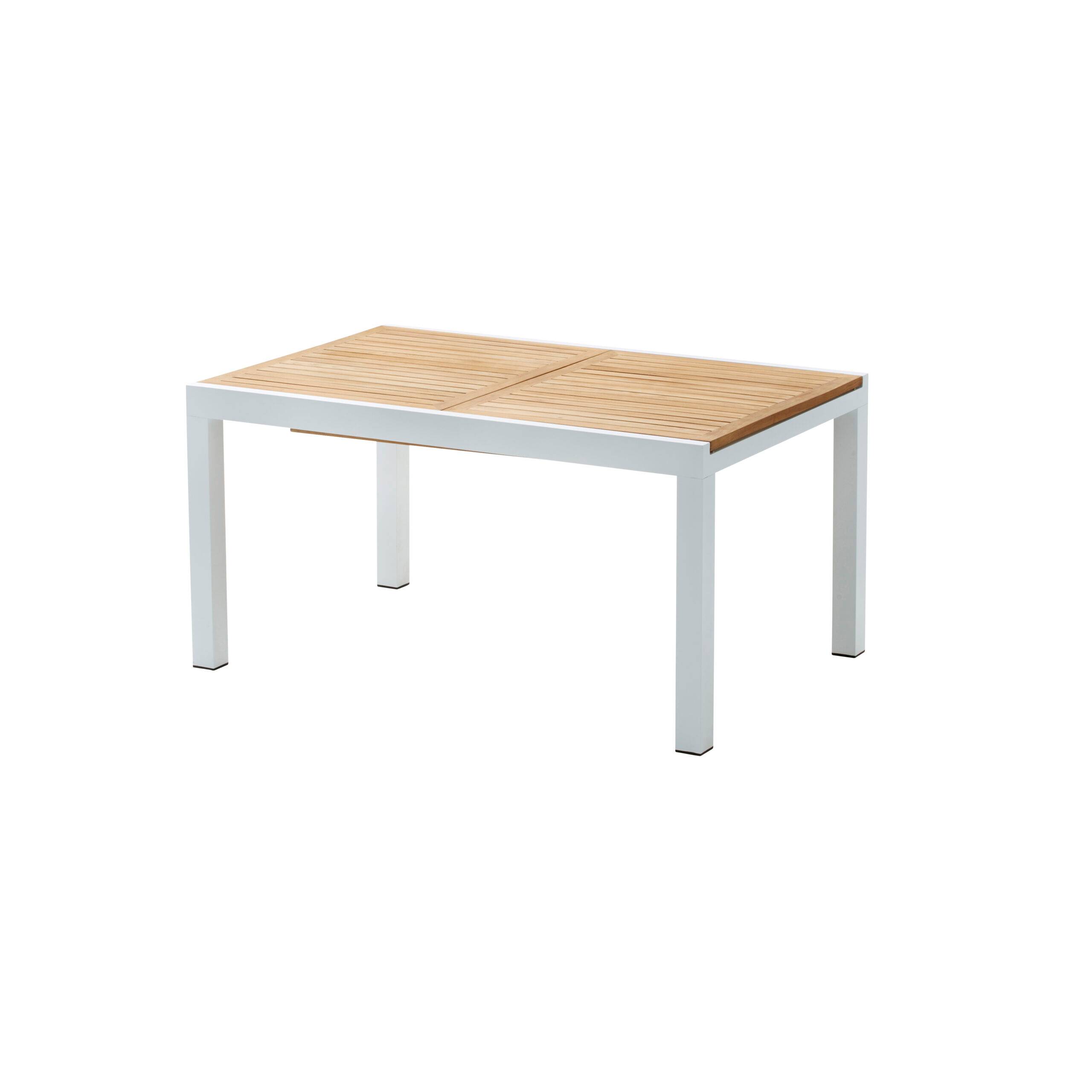 Table BALIteck 6/10 personnes structure aluminium blanche, plateau en lame de Teck - Image 1