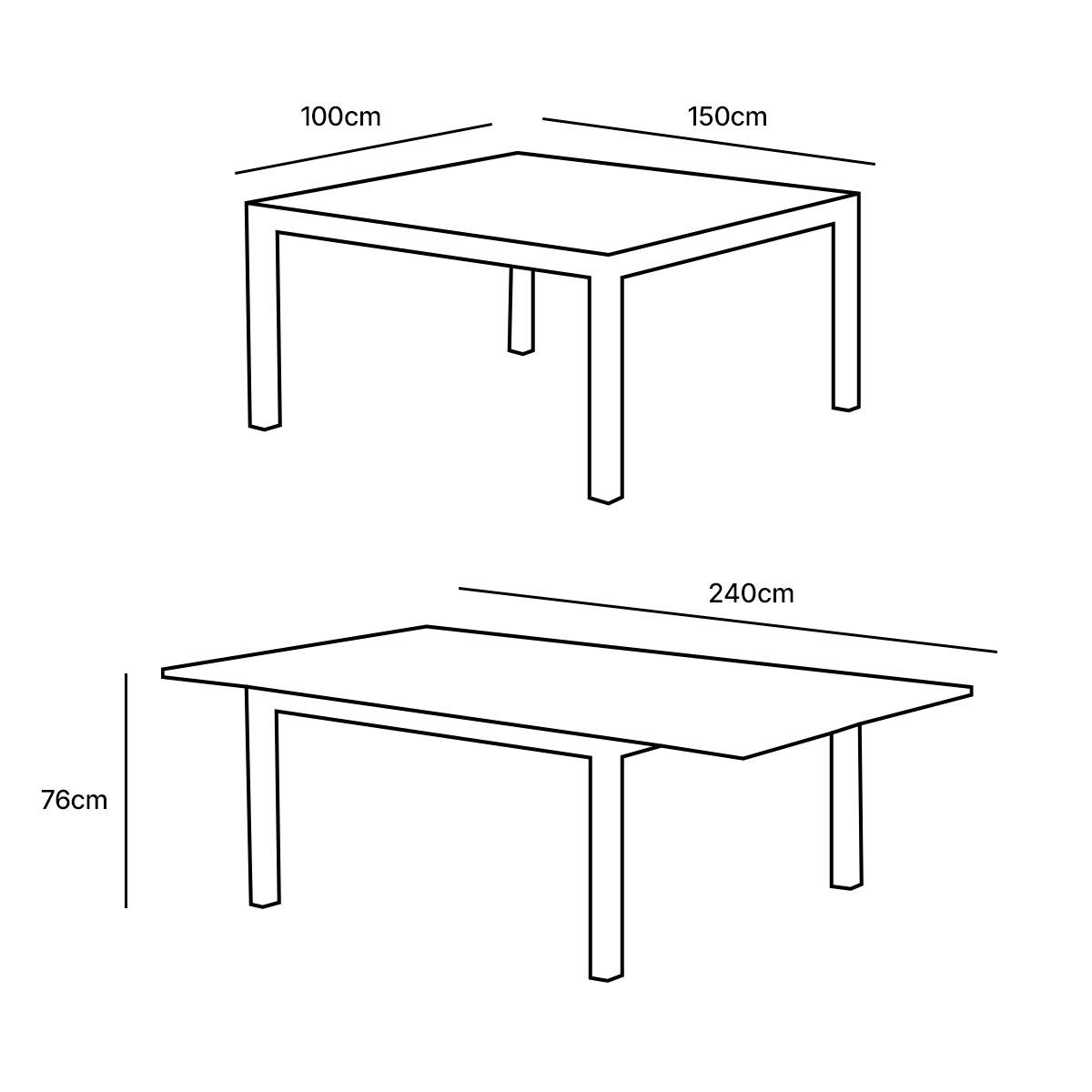 Wilsa Garden - Table de jardin aluminium teck blanc 6/10P extensible BALITECK - Imagen 7