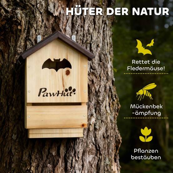 Lot 3 nichoirs chauve-souris bois sapin jardin 34cm naturel - ComfortXL Outdoor Living - Image 6