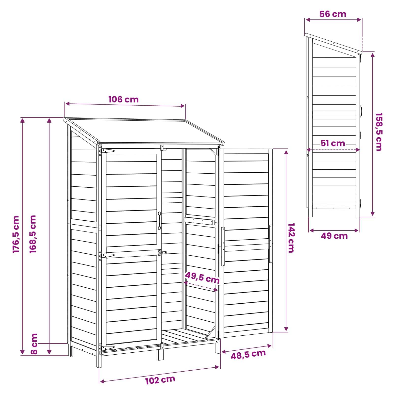 Vidaxl - Abri de jardin Marron 106 x 56 x 176,5 cm Bois de Sapin Massif 0.6m² vidaXL 42033451 - Image 3