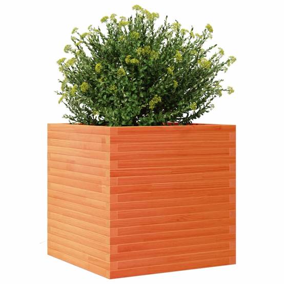 Jardinière Bois de Pin Massif Cire Marron 70 x 70 x 68.5 cm - PANGIVO - Image 4