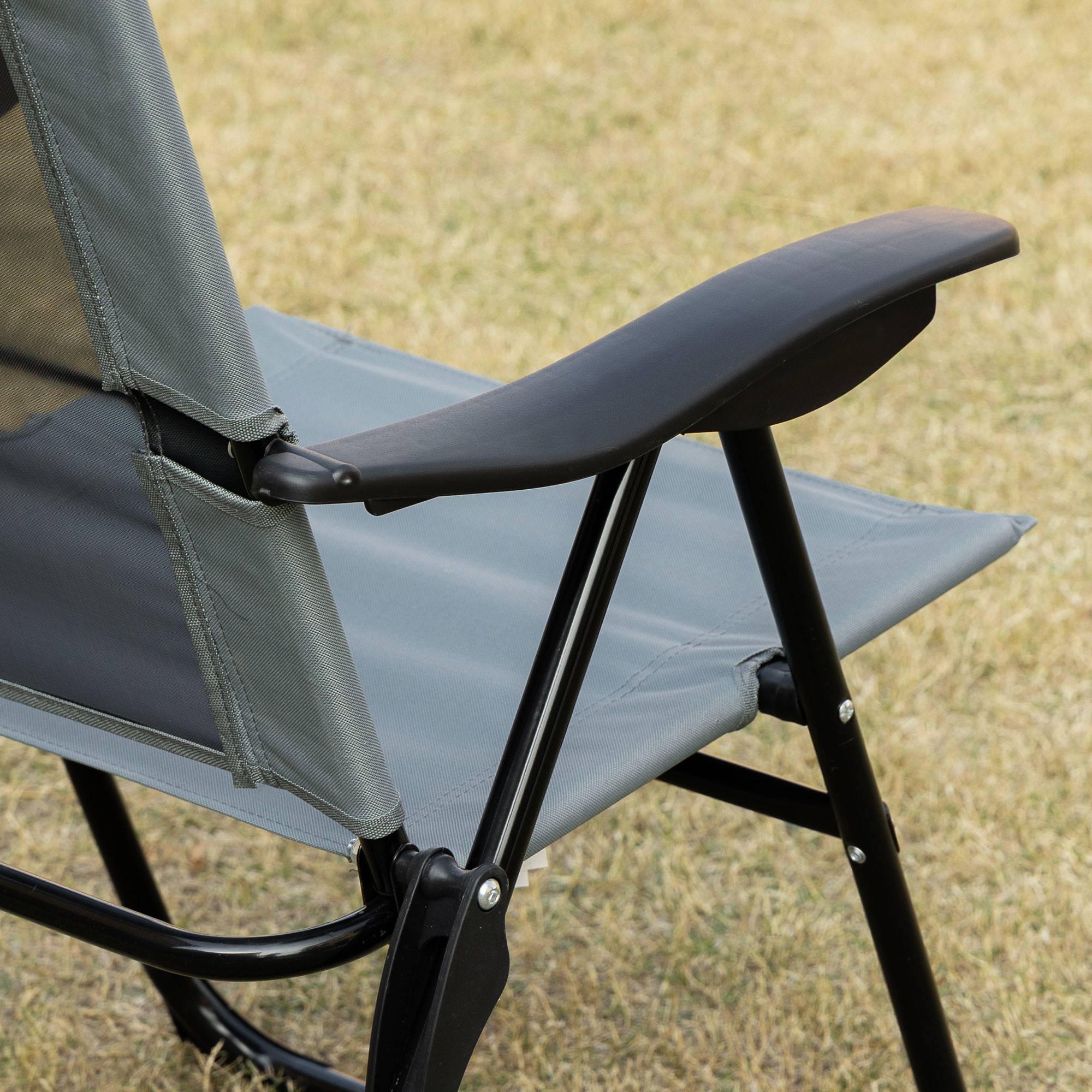 Lot de 2 chaises de jardin pliantes acier terrasse dossier inclinable gris - ComfortXL Outdoor Living - Image 8