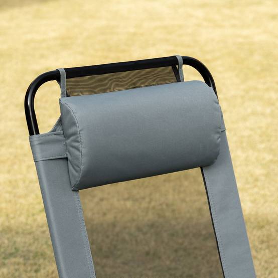 Lot de 2 chaises de jardin pliantes acier terrasse dossier inclinable gris - ComfortXL Outdoor Living - Image 7