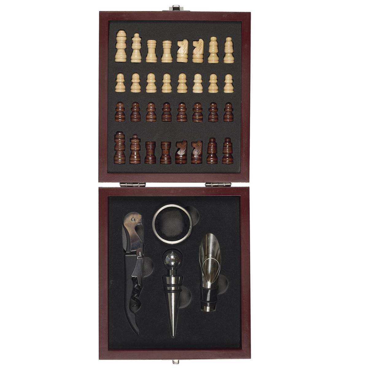 Cook Concept - Coffret de Vin 4 Pièces "Jeu d'échecs" 16cm Marron - Image 4