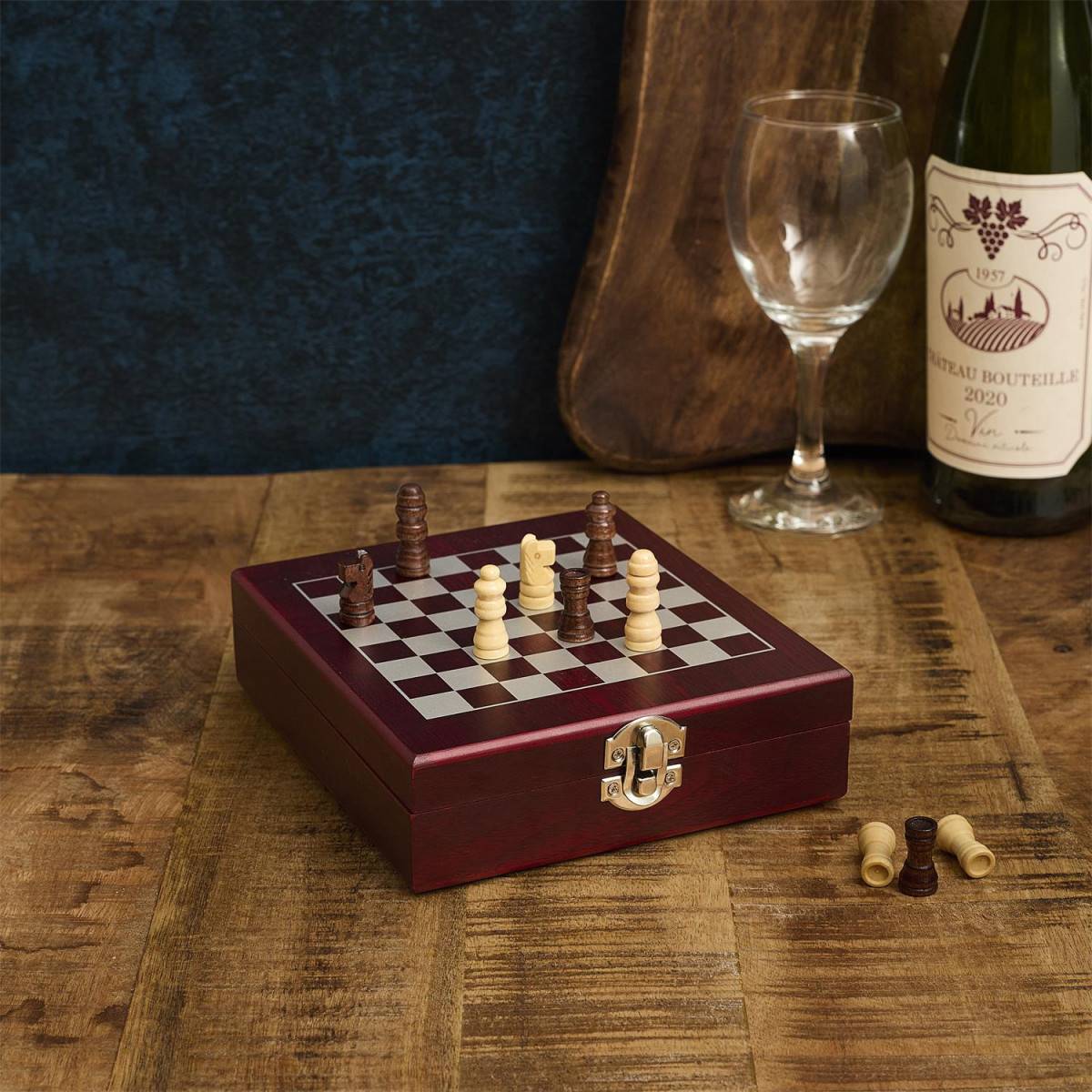 Cook Concept - Coffret de Vin 4 Pièces "Jeu d'échecs" 16cm Marron - Image 7