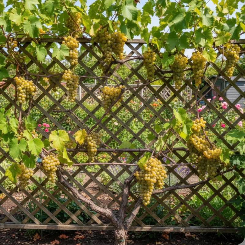 Vigne fraise Noah, Vigne de table - Pot de 3L - Echelle bambou 60/120 cm - Imagen 4