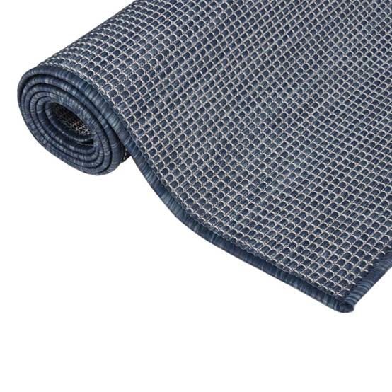 Tapis de Balcon Extérieur Tissage Plat en PP pour Jardin et Terrasse Bleu 80x250 cm – ComfortXL Outdoor Living - Image 3