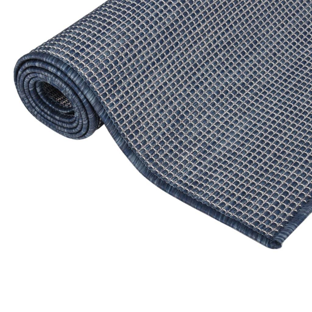 Tapis de Balcon Extérieur Tissage Plat en PP pour Jardin et Terrasse Bleu 80x250 cm – ComfortXL Outdoor Living - Image 3
