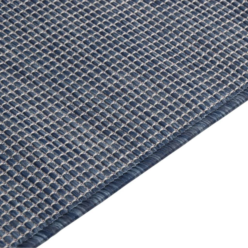 Tapis de Balcon Extérieur Tissage Plat en PP pour Jardin et Terrasse Bleu 80x250 cm – ComfortXL Outdoor Living - Image 4
