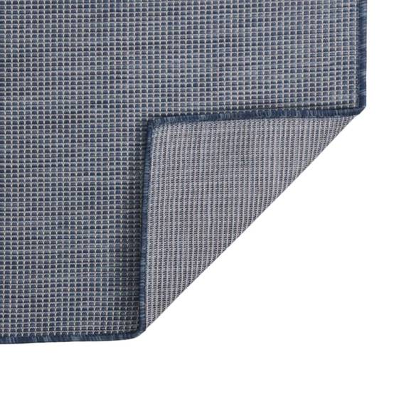 Tapis de Balcon Extérieur Tissage Plat en PP pour Jardin et Terrasse Bleu 80x250 cm – ComfortXL Outdoor Living - Image 2