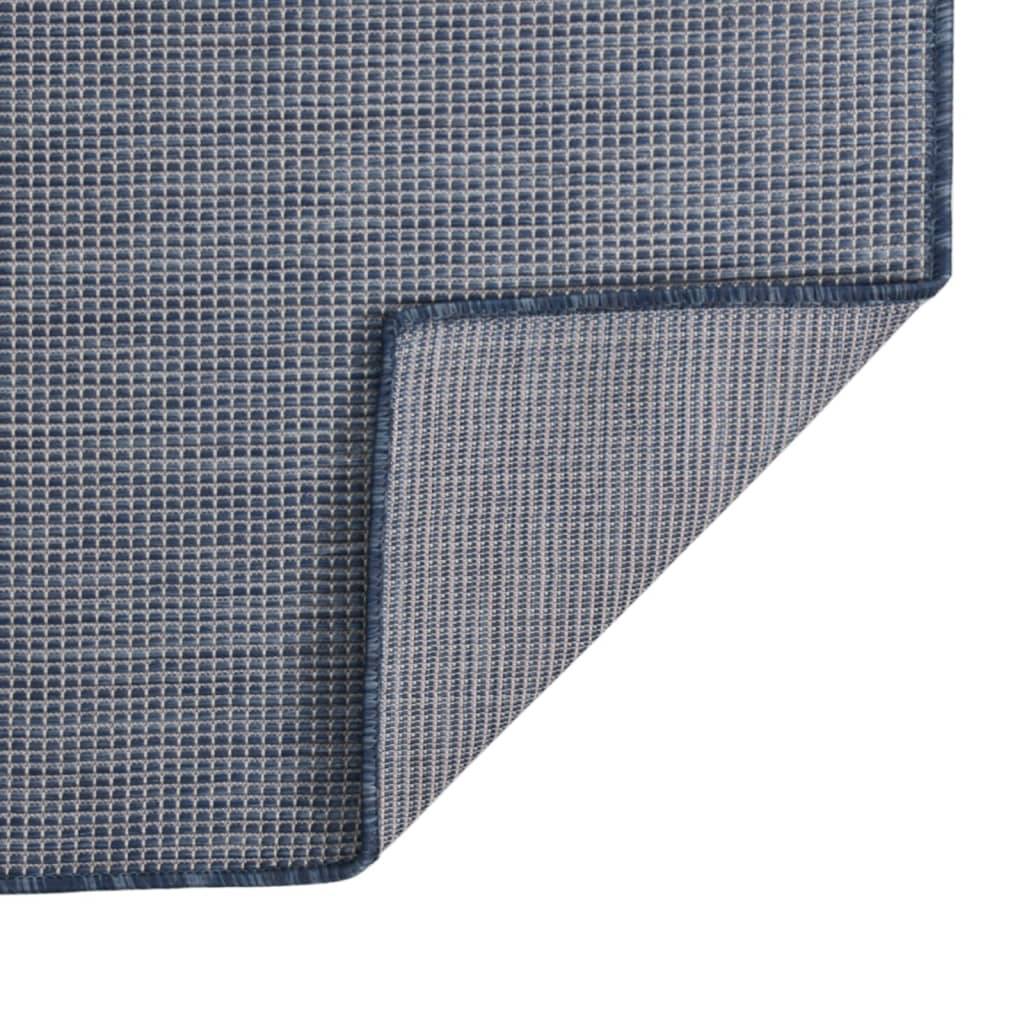 Tapis de Balcon Extérieur Tissage Plat en PP pour Jardin et Terrasse Bleu 80x250 cm – ComfortXL Outdoor Living - Image 2